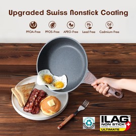 SENSARTE Nonstick Frying Pan Skillets, Swiss Granite Coating Omelette Pans, Healthy Cookware Chef's Pan, Free of Intentionally Added PFOA (8 Inch Frying Pan and 3.5QT Saute Pan)