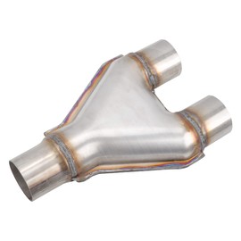 FGJQEFG T409 Stainless Steel Y Pipe 2.75'' Inch ID Single to 2.25'' Inch ID Dual Stamped Exhaust Adapter Connector, Overall Length: Approx. 10", Universal