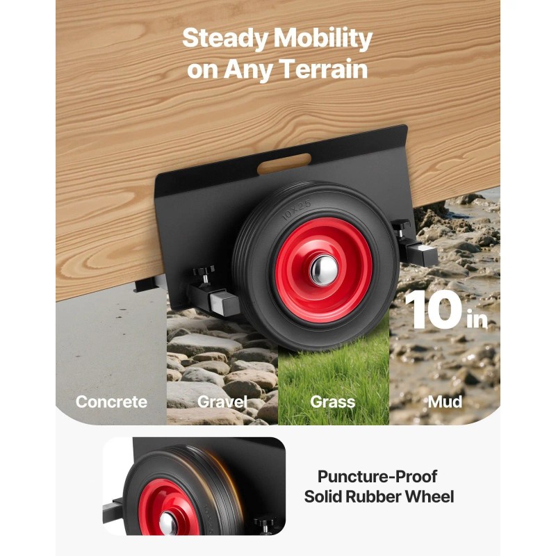 Drywall Mover Dolly 10 Inch Rubber Wheels Adjustable Clamp Panel