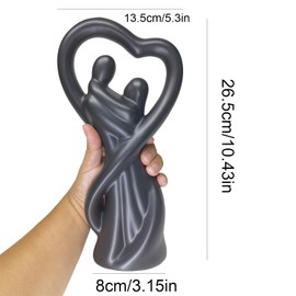 ARJDXDP Stilvolle Skulptur «Herz-Paar», Paar Skulptur Keramik Home Desktop Ornament, Black Hugging Couple Statue, Paar Umarmungs Kuss Figuren, Hochzeitstag-Skulpturen für Frauen und Männer