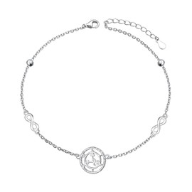 Ladytree S925 Sterling Silver Sigil of Lilith Infinity Anklet Bracelets Link Jewelry Gifts for Women Chain 9+1.5 inches