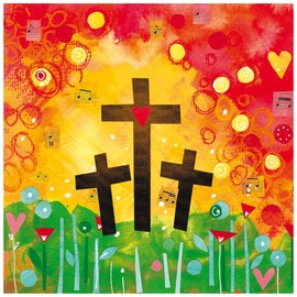 Religious Easter Cards - Three Crosses, pack of 5 cards with white envelopes, with Bible verse inside these Christian Easter cards, by Just Cards Direct