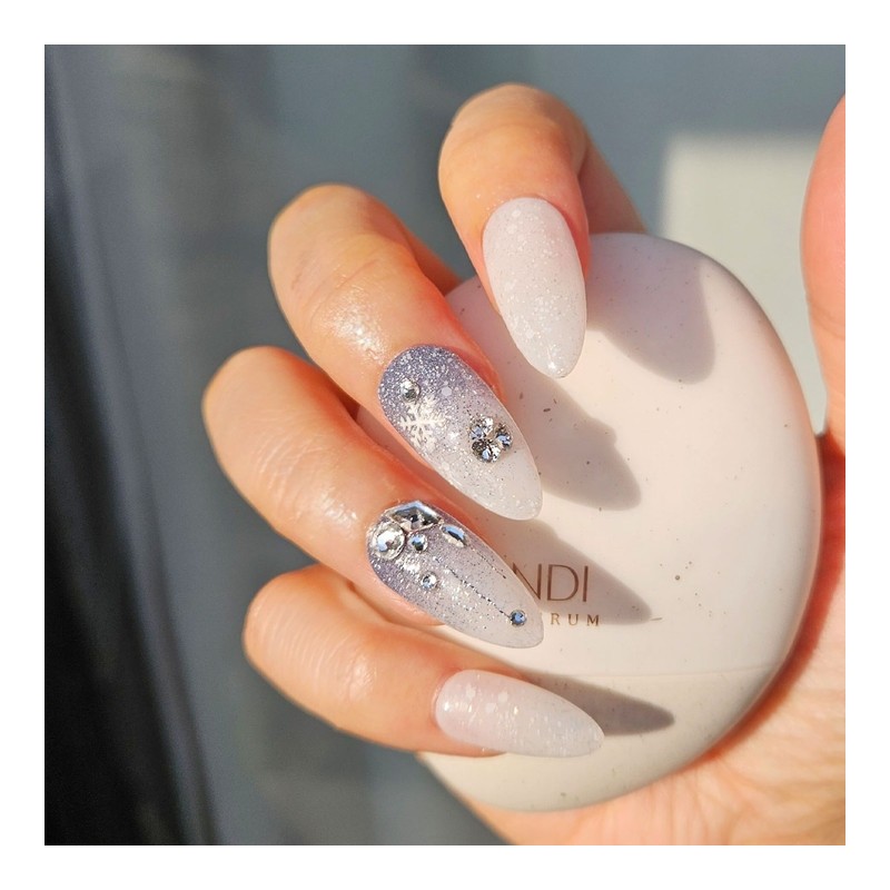 Silver Snowflake Handmade Nail Tips - Ballerina S / 실버