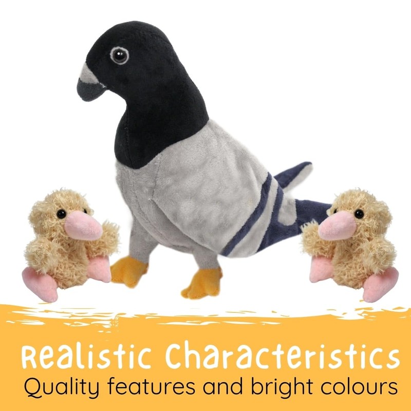 Squabbie | Plush Pigeon with 2 Pigeon Squabs Pack