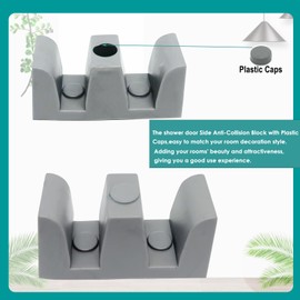 generic 4pcs Sliding Glass Shower Door Side Anti-Collision Block,for 5/16""(8mm) Shower Glass Door,with Screws(48x21x20mm), Gray