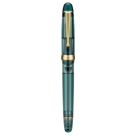 Asvine V126 Pluma estilográfica de llenado al vacío de acrílico transparente verde azulado, plumín mediano de gran capacidad con estuche de regalo
