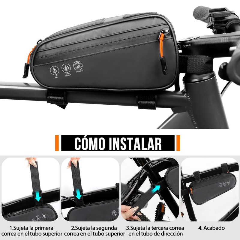 WOTOW Bolsa Triangular para Bicicleta, Bolsa Impermeable Triángulo para Cuadro