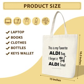 CMHIE Aldi Canvas Tote Bag for Women, Large Capacity Aesthetic Tote Bags - White