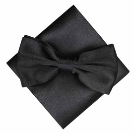 RSYHVG Men's Solid Color Pre-tied Bow Tie Adjustable Tuxedo Two Layer Bow Tie and Pocket Square Set with Gift Boxs