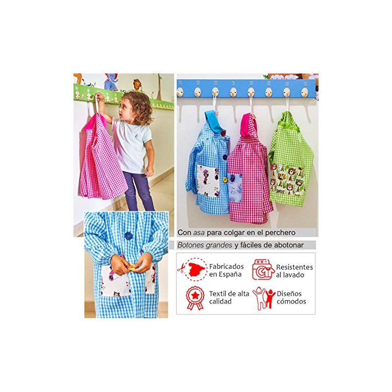 KLOTZZ Children's Painting Apron for Nursery, Checked Craft Coat, Baby