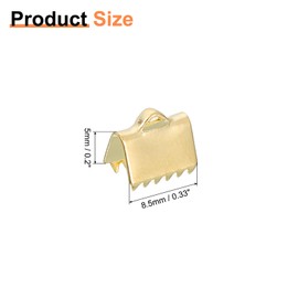 uxcell 30Pcs Ribbon End Crimp Clamps, 8.5mm Pinch Cord End Clasps Stainless Steel Curled Bead Clasp for Ribbon Lace Bookmark Ends Keychain DIY Making, Gold