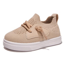 Newsonet Baby Shoes Boys Girls First Walking Non Slip Walker Barefoot Mesh Sneakers Breathable Soft Sole Khaki Size 18-24 Months Toddler