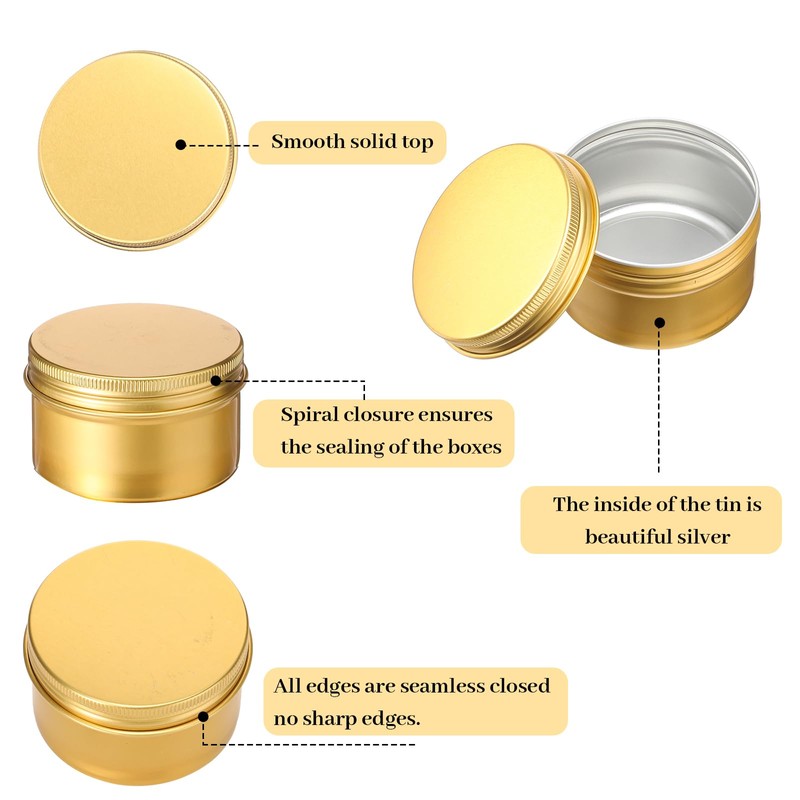 Patelai 24 Pcs 4 oz Round Aluminum Tin Jar Containers