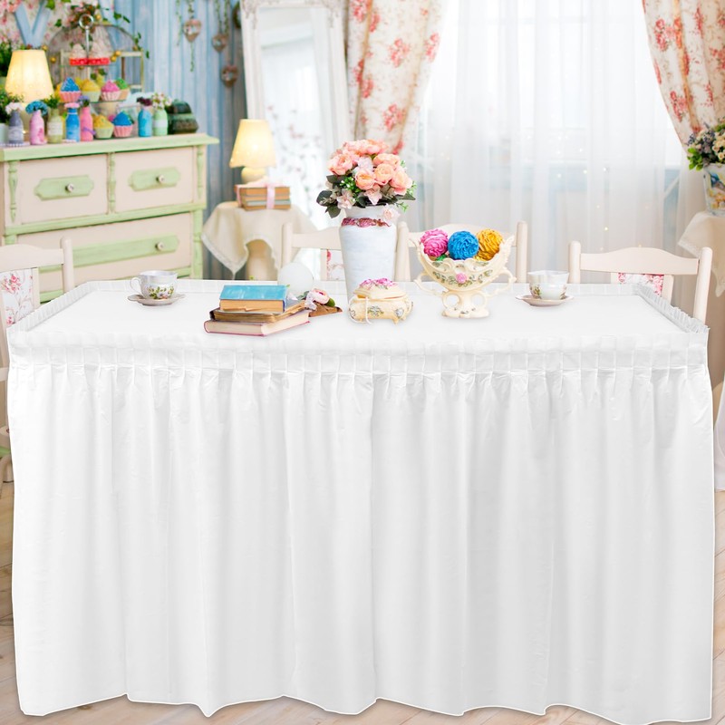 COCPOK 6 Pack Plastic Table Skirts and Table Cloths, 3Pcs