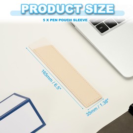 PATIKIL 5 Pcs Leather Pen Pouch Sleeve for Single, Handmade Fountain Pen Pouch Pencil Protective Cover Holder for Touch Ballpoint Pencil Hardcover Journals Notebook, Beige