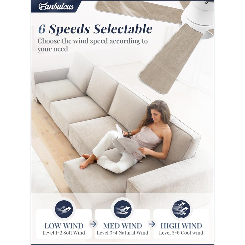 Fanbulous 42 Inch Ceiling Fans with Lights and Remote,Indoor Modern
