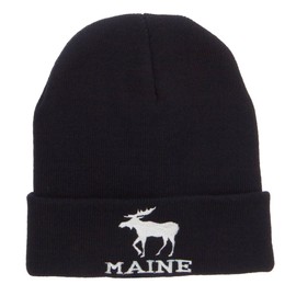 e4Hats.com Maine State Moose Embroidered Cuff Beanie - Black OSFM