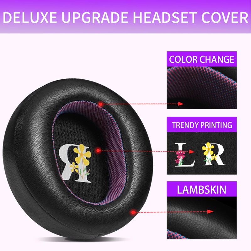 Jomwag Replacement Earpads for AUDEZE Maxwell Black/Purple Sheepskin with High-Density