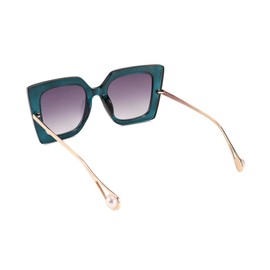 FEISEDY Gafas de sol cuadradas de gran tamaño con incrustaciones de perlas y ojos de gato para mujer B2625