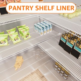 PABUSIOR Pantry Shelf Liner for 16 inch Wire Shelving - Easy to Cut, (Thick 1.2mm) Transparent, Waterproof, Precise Size 15.5 x 291 Inch, Wire Shelf Liner for Shelves, Cabinet, Drawer