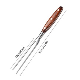 Stainless Steel Barbecue Fork with Wooden Handle, Meat Fork, Large Meat Fork with Wooden Handle, Carving Fork Made of Stainless Steel, Roasting Fork, Serving Fork, Steel with Wooden Handle, Grill