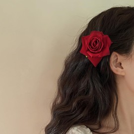 Red Rose Hair Clip for Women Girls Red Flower Hair Pins for Women Girls Rose Brooch Pin for Women Girls Floral Clips for Hair Decorations for Wedding Party Favors Hair Accessories Pack of 3