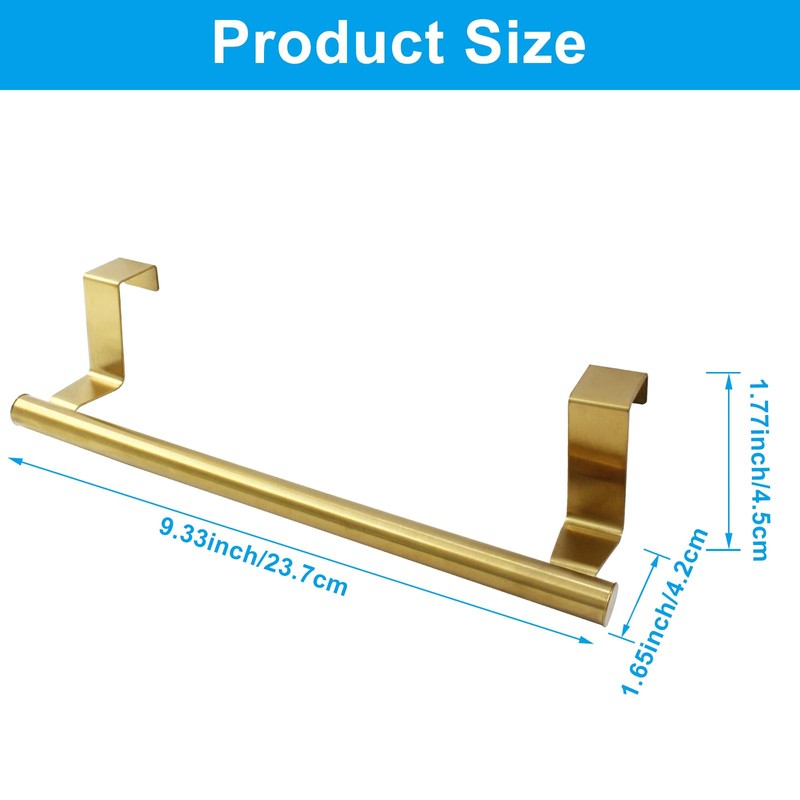 Kemcatui 2 Pack Over Cabinet Towel Holder, Gold Kitchen Towel