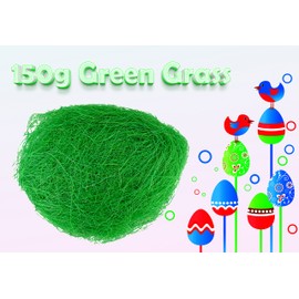 150g Easter Basket Grass Green, Easter Decoration Fake Grass Gift Box Filler for Easter Basket Filling, DIY Easter Egg Decorations Party Supplies Box Stuffing