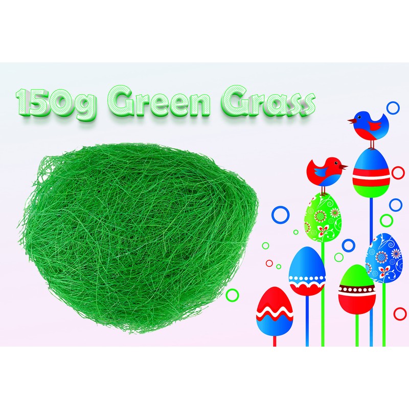 150g Easter Basket Grass Green, Easter Decoration Fake Grass Gift