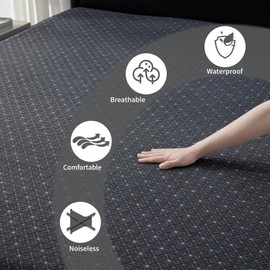 BEDLORE Queen Mattress Protector, Waterproof Noiseless Mattress Cover with Deep Pocket for 6-18 inches Mattress, Soft Breathable Mattress Pad Machine Washable (Dark Gray)