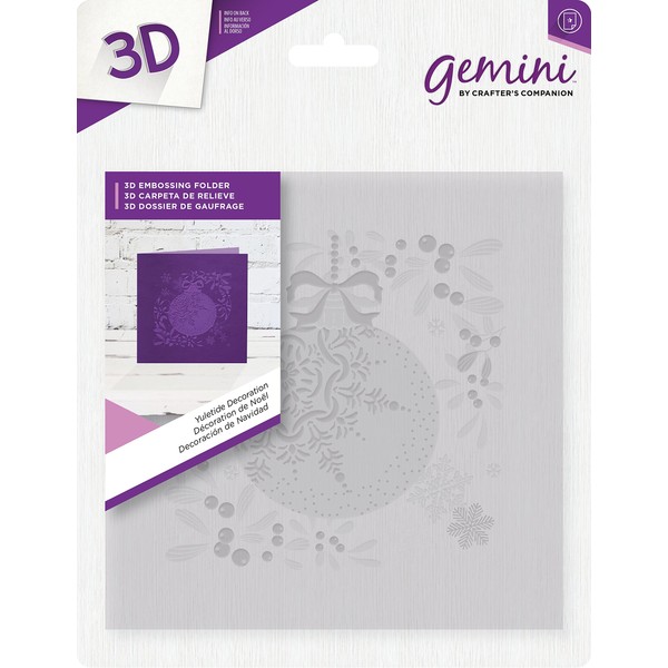 Gemini Yuletide Decoration 3D Embossing Folder, 6 x 6-inch, Transparent