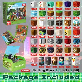 500 PCS Magnetic Blocks - Magnetic Building Blocks Cubes, Magnet Toys for Kids Age 3+, Toy Building Set for Kids, Magnets Stacking Construction Birthday Gifts for Boys Girls Age 4-8, 8-12