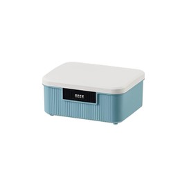 AnRui 2 Gallon Lockable Storage Container Bin, Portable Plastic Safe Box with Lock, Password Storage Organizer Locking Box for Car, School, Office, Home and Outdoor, (White&Blue)