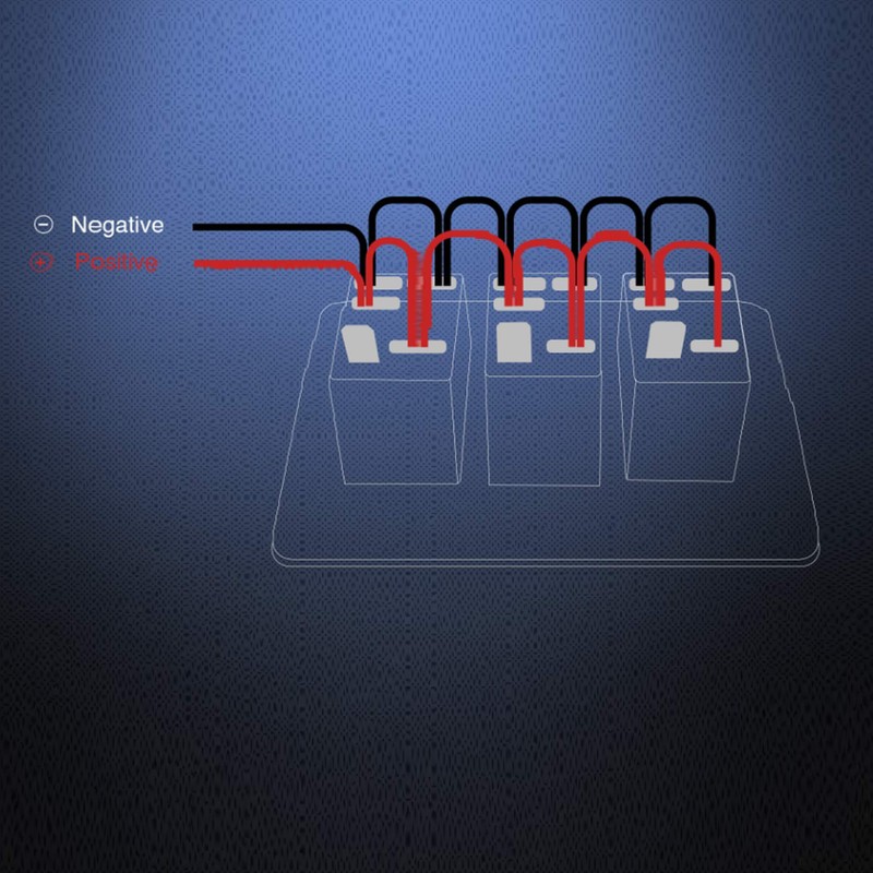 3 Gang Rocker Switch Panel IP65 Waterproof DC12‑24V Blue Light