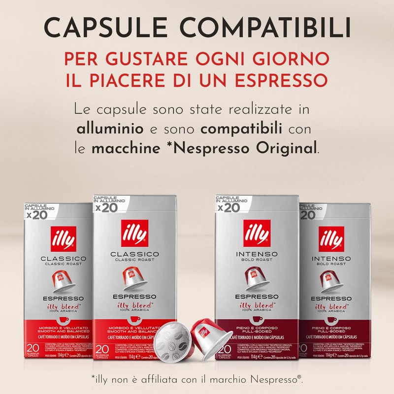 illy, Caffè in Capsule Compatibili in Alluminio CLASSICO, 100% Arabica