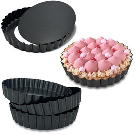 Urxirha 6 Pack Fluted Tart Pans 5 Inch with Removable Bottom, Nonstick Quiche Pan for Baking Treats, Pie, Quiches, Tartlets