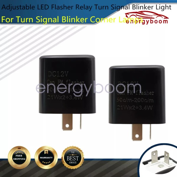 Soillar 2 x Adjustable LED Flasher Relay turn Signal Blinker