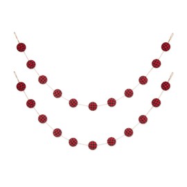 Glitzhome Set of 2 Plaid Fabric Garland, 6ft Red Christmas Hanging Garland Handmade Tree Garland Xmas Tree Decoration for Fireplace Wall Party Decor