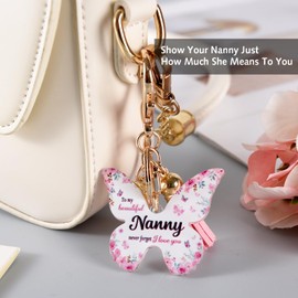 DILUSILK Mum Keyring, Mum Gifts from Daughter, Mom Keychain, Butterfly Tassel Acrylic Keyring for Best Mum Birthday Gifts Mothers Day Christmas