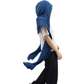 Women Men Fashion Shawl Scarf Cape | Multifunctional Hooded Cowl | Medieval Linen Cotton Cowl Hood |Vintage Goth Costume Accessory (Blue)