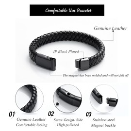 zeqingjw Cremation Memorial Urn Bracelet Made of Genuine Leather, Stainless Steel Cremation Bangle Keepsake Urn Bracelet for Ashes, 24 cm, Metal, stainless-steel