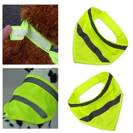 Reflective Pet Triangle Scarf Pet Bandanas Safety Reflective Strip High Visibility Dog Triangle Bib Night Walking Safety for Dogs, Fluorescent Green (Small)