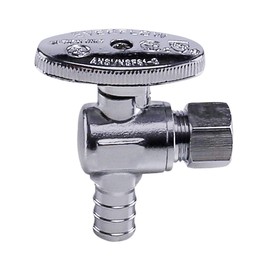 MIDLINE VALVE 81512QS-OM Water Supply Stop Valve with Quarter Turn Wheel; Lead-Free; Angle Shut-off for Toilet, Sink, Dishwasher; 1/2 in. PEX x 3/8 in. O.D. COMP; Chrome Plated Brass