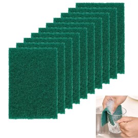 10Pcs Green Non-Scratch Reusable Heavy Duty Scour Pads Sponge Dish Scrubber Set for Kitchen Cleaning
