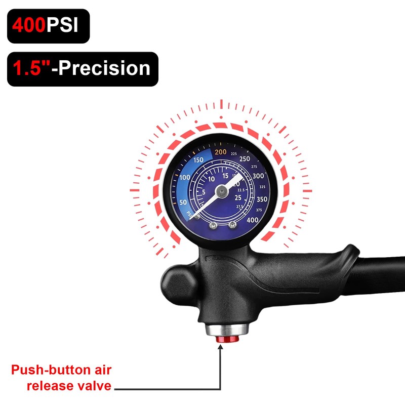 High-Pressure Bike Shock Pump (Max 400 PSI) 3-in-1 – Suspension