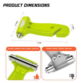 2-in-1 Car Emergency Escape Tool - Tungsten Steel Tip Window Breaker, Seatbelt Cutter & Safety Hammer with ABS Non-Slip Grip Easy To Carry (Green 2-Pack)