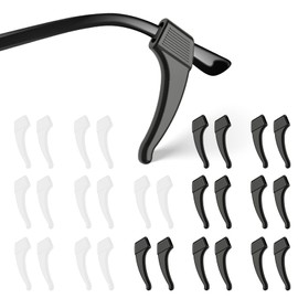 SMARTTOP 20 Pairs Anti-Slip Eyeglass Ear Grips Hook, Comfortable Silicone Elastic Eyeglasses Temple Tips Sleeve Holder-For Eyeglasses Sunglasses Spectacles Glasses Reading (10 Black&10 Clear)