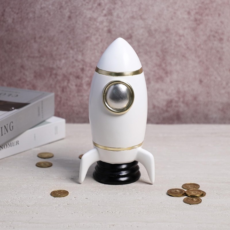 Gaolinci Rocket Ship Coin Bank, Money Box, Piggy Bank, Home
