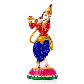 Tarini Gallery Minakari Colorful Radha-Krishna Statue God Sculpture Handcrafted Religious Murti Idol for Temple Home Office Decoration and Gifting (Multicolor Krishna Idol)