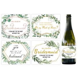 SUPERDANT Will You Be My Bridesmaid Wine Labels for Bottles 10 Sets of 4 Styles Wedding Labels Wine Bottle Label Stickers Champagne Labels for Bridal Bachelorette Party Champagne Tags